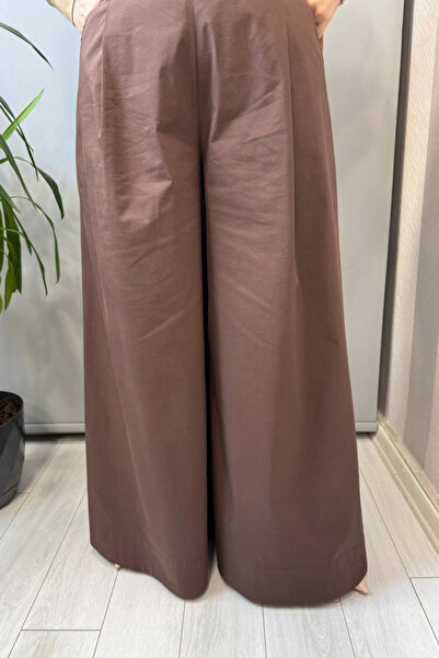 clande Wide Leg Palazzo Trousers Brown 2601-1013