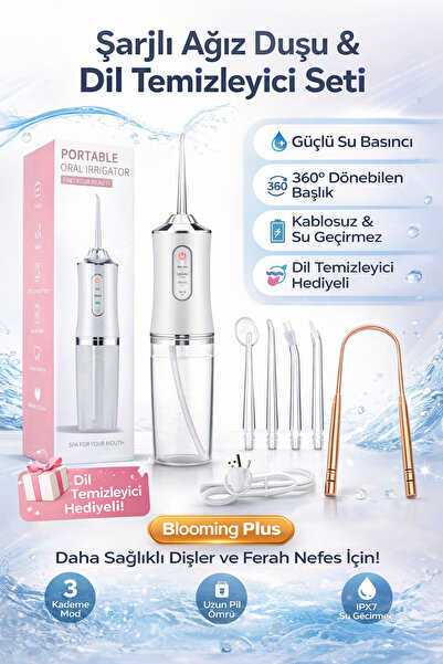 Blooming Plus “Klinik seviyede temizlik artık evinizde.” Şarjlı Ağız Duşu & D...