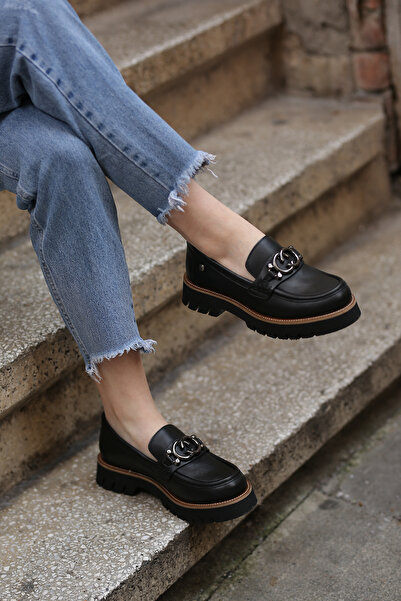 Mammamia ERN-03765 Hakiki Deri Saraçlı Tokalı Eva Taban Loafer Ayakkabı