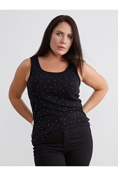 LC Waikiki Özmarka New Season Square Neck Stone Detail Women's Tank Top