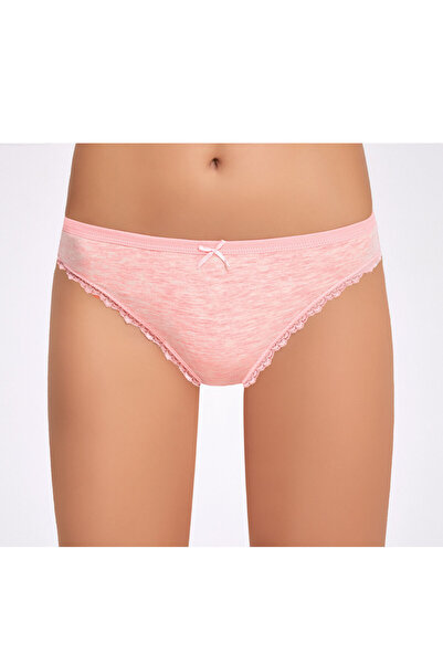 İlke Women's Cotton Lace and Bow Detailed Colorful 12-Piece Slip/Panties