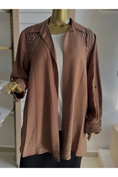 Hadiye Kılıç Butik Taş Detaylı Oversize Gömlek & Basic Tişört İkili Takım