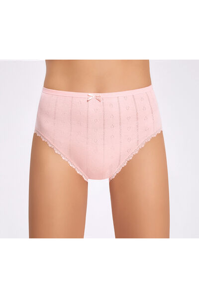 İlke Women's 100% Cotton Heart Patterned Lace Large Size 12-Piece Colorful Ba...