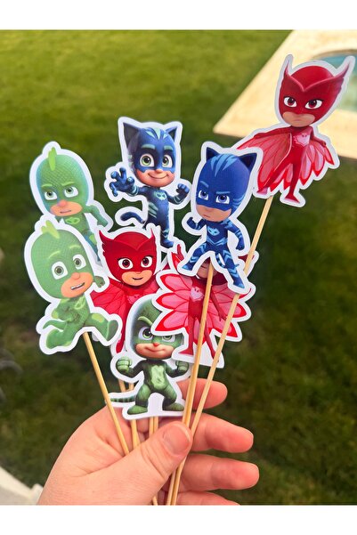 giftica sticker PJ Masks Pijamaskeliler Doğum Günü Pasta Süsü 10 Adet