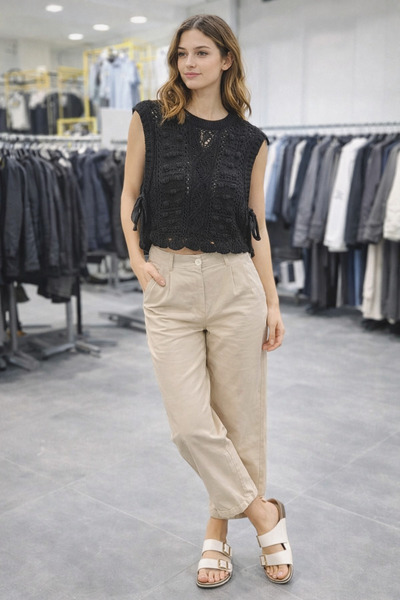 Noa&Noa Pompom Openwork Cardigan