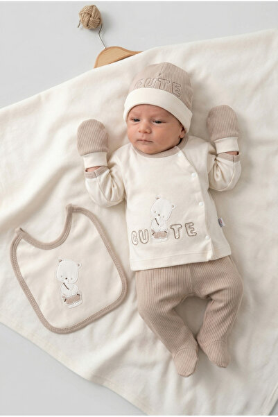 ZEYNUKO Baby Boy Cute Bear 100% Cotton 0-3 Months 5-Piece Newborn Hospital Re...