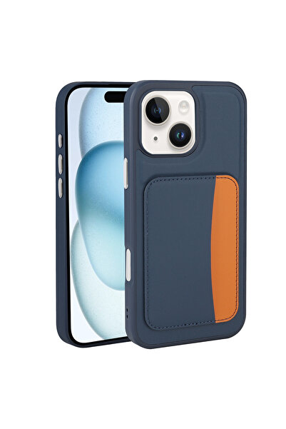 Başkenttekno iPhone 14 Compatible Faux Leather X-Card Wallet Silicone Cover w...