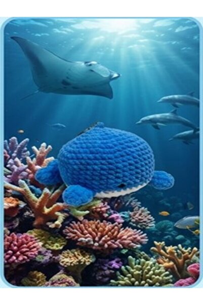 Generic دمية حوت مصنوعة يدويًا من القطن المحبوك للأطفال وهدايا الأطفال (BLUEI)