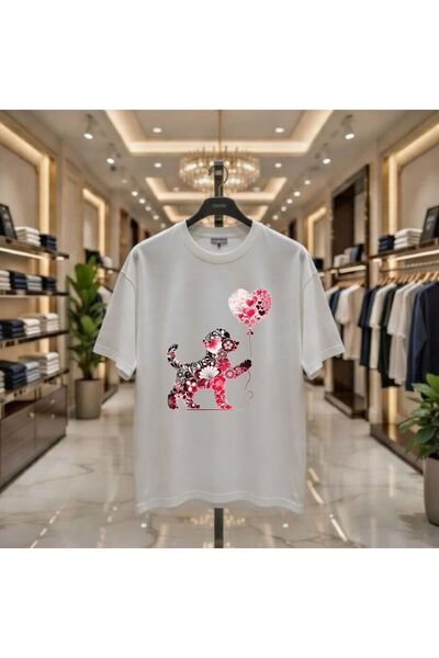 playwear Μπλουζάκι με σχέδιο σκύλου, 100% βαμβακερό, oversized, με κανονική ε...