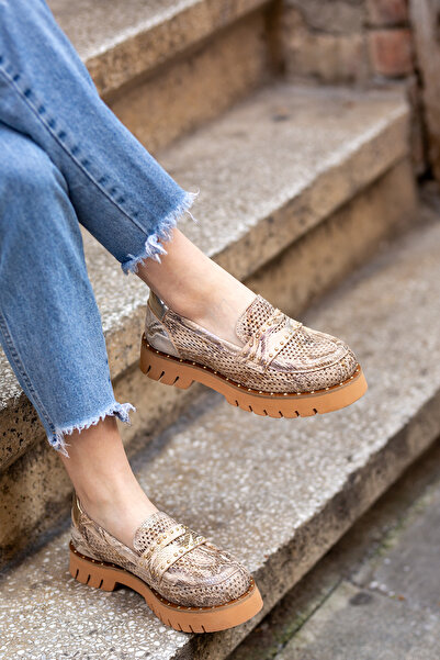 Mammamia ERN-039250 Hakiki Deri Pim Detaylı Eva Taban Loafer Ayakkabı