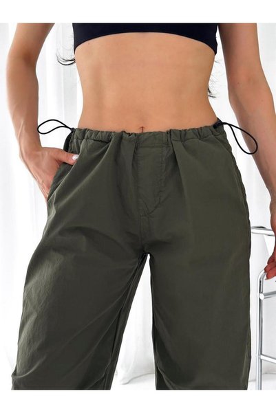 DENİKK Pantaloni unisex ajustabili, cu talie elastică, din țesătură tip parașută, cu textură moale, la modă - PANTALONI PARAȘUTĂ