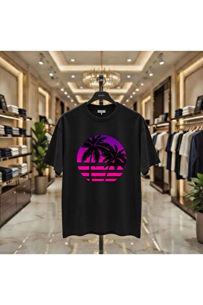 playwear 2026 Noul sezon Tricou cu imprimeu palmier, 100% bumbac, supradimens...