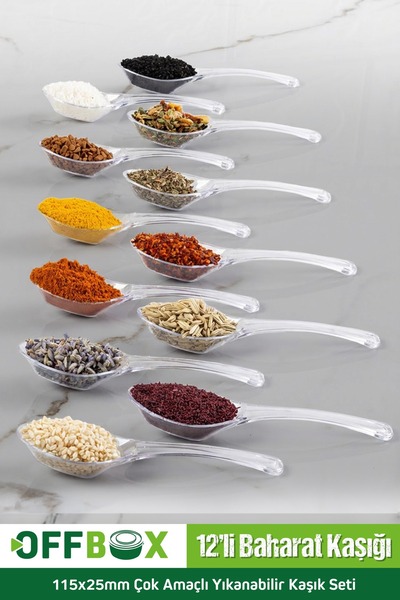 OFFBOX 12 Pieces Transparent Seasoning Spoons Breakfast Seasoning Spoon Set Ş...