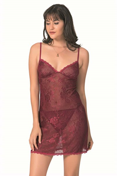 PRIMODA Women'S, Burgundy, Jacquard Nightgown