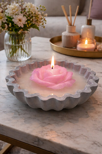 Soul Stone Atelier Decorative Wavy Gray Marble Effect Stone Bowl Filled with ...