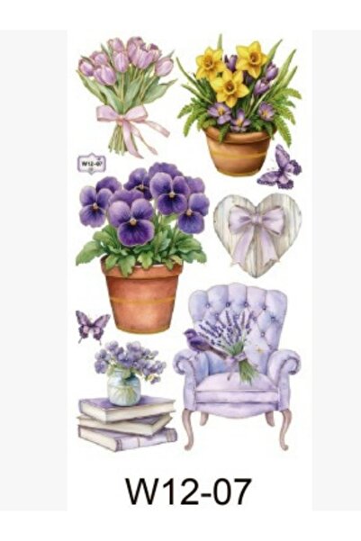 OEM Autocolant Decorativ Perete 3D cu Plante in Ghiveci Multicolori, cu Flutu...