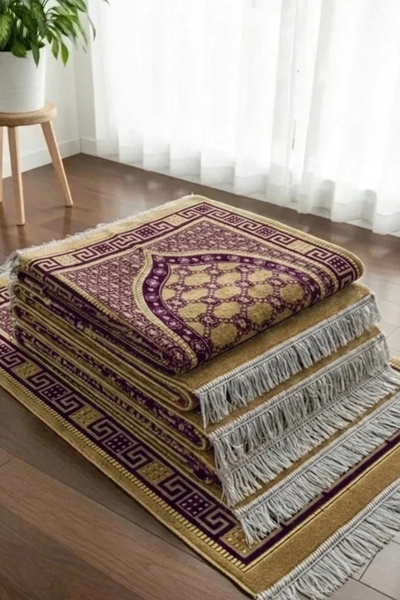 LUGMO 5 Τεμάχια Βελούδινο Χαλάκι Προσευχής Μωβ (70cmx110cm 400gr) Δώρο για Χα...