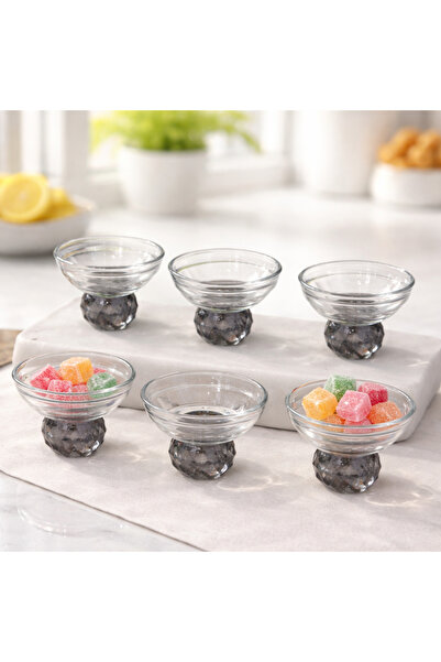sahane & bazaar 6’lı Renkli Kristal Ayaklı -Çerezlik- Sunumluk-Kase-Reçellik-...