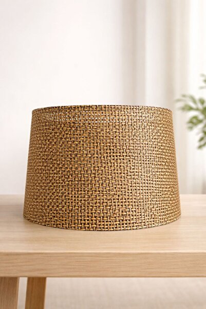flu aydınlatma Kahverengi Hazeran Doğal Dokulu Lambader Şapkası Salon Yatak O...