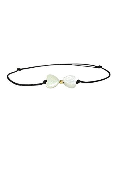 Zephyrs Bijoux Two Hearts Bracelet with 14k gold ball 2.5mm and mother-of-pea...