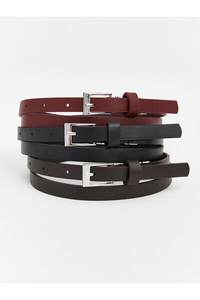 LC Waikiki Peak New Season Leather Look Women's Belt 3-Piece Set