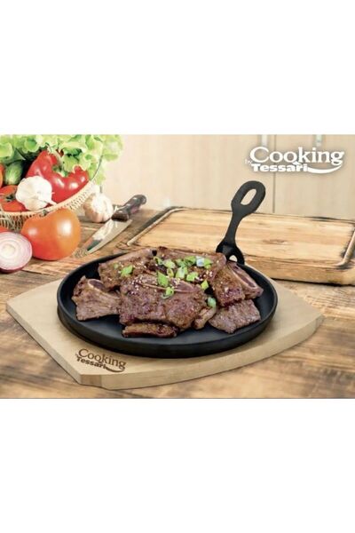 Tessari Round Serving Platter, 22 cm, Made of Pure Cast Iron, with Detachable...