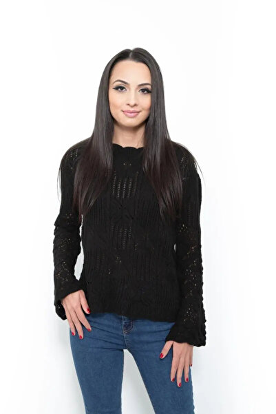 OEM Bluza dama neagra tricotata cu maneci evazate JQZ 9