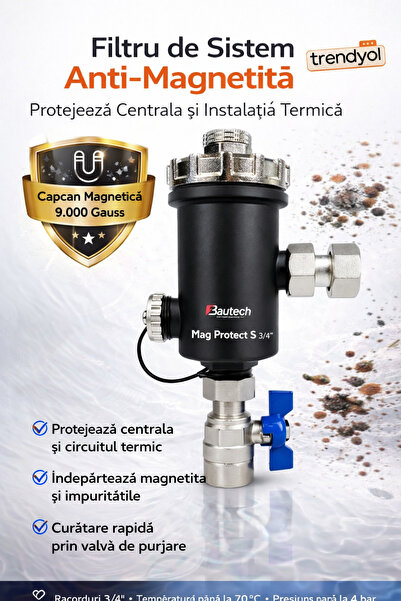 bautech Mag Protect S 3/4 " – Магнитен антимагнетитен филтър 9000 Гауса за То...