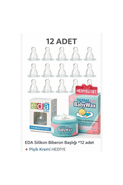 Eda Bebe Eda Silikon Biberon Başlığı 12 Adet + Pişik Kremi Hediye