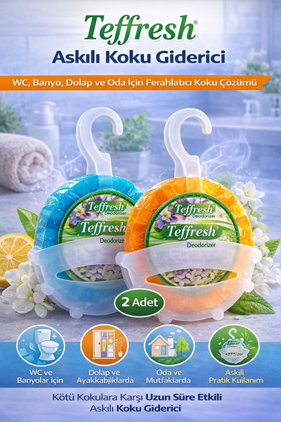 isiltikidsmoda Teffresh Askılı Koku Giderici 2 Adet WC Banyo Dolap ve Oda İçi...