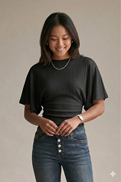 Bozz&Bozz Collection Women's Slim Fit Waist-Fitted Wide-Sleeve Natural Viscos...