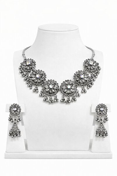 Tahwaz طقم قلادة الزفاف الأزرق الملكي مع أقراط متناسقة، مجوهرات ذهبية اللون ل...