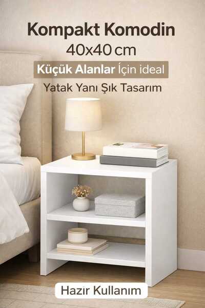 Moemi Modern Komodin 40x40 cm – Minimal Yan Sehpa | Yatak Yanı Çok Amaçlı Raf...