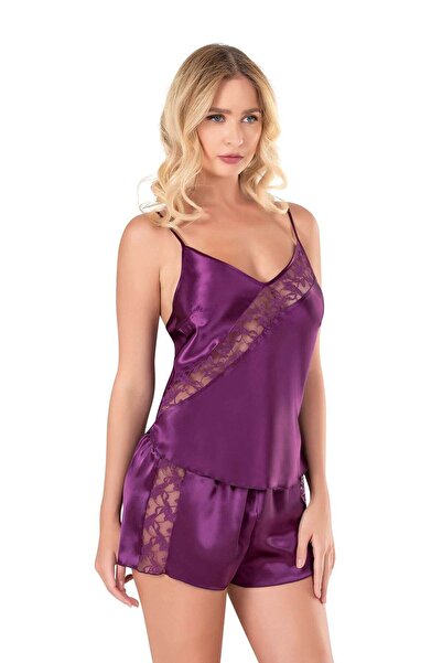 PRIMODA Women'S, Purple, Satin Shorts Set