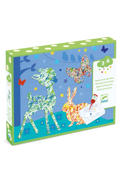 djeco Joc creativ de pictat cu bile de sticlă - Animale