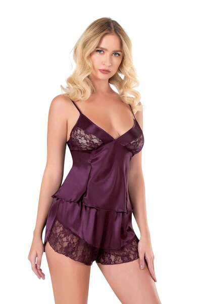 PRIMODA Women'S, Plum, Satin Shorts Set