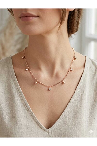 Ralp Moda Thin and Elegant Stone Necklace
