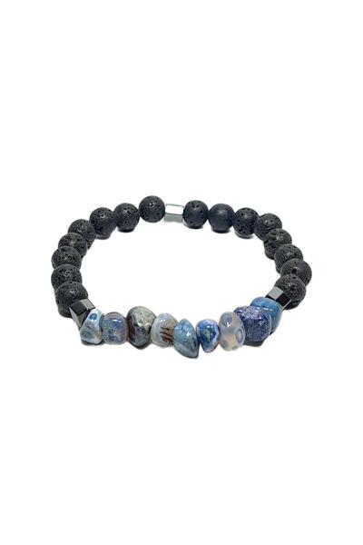 Janti Jtss26Blk1798 Sodalite Lava Hematite Natural Stone 8 mm Guaranteed Flex...