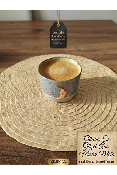 alpkan Ay Temalı Mistik Porselen Fincan – El Boyaması Altın Yaldızlı Tasarım ...