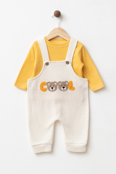 yukobaby bebeğiniz için en doğalı Baby Boy Cool Bear Embroidered 2-Piece Badi...