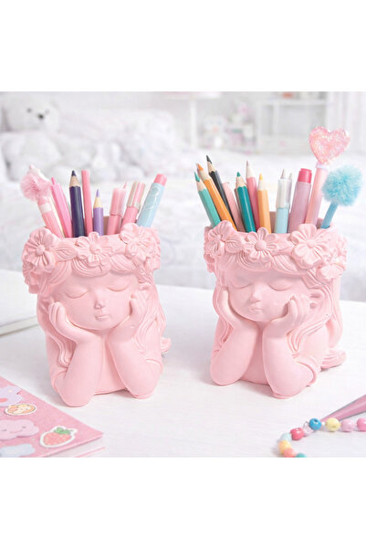 Sisay Home Σετ 2 Διακοσμητικές Ροζ Θήκες Στυλό με Φιγούρες Κοριτσιών – Επιτρα...