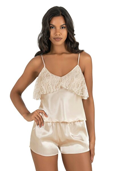 PRIMODA Women's, ivory, satin shorts set