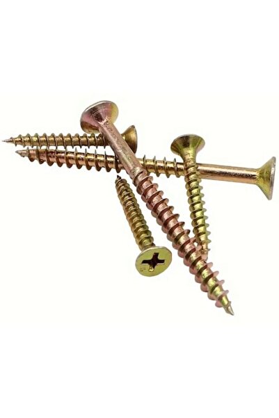 OEM Wood Screw with Countersunk Head 6x120, Set of 50 Pieces, Zinc Coated Yellow