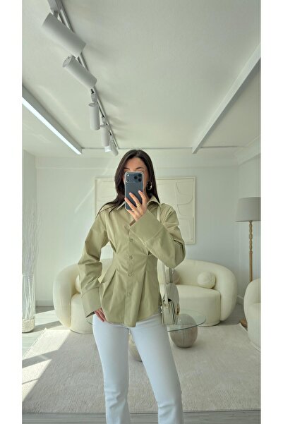 LUUNA STORE Elanora Belden Organic Poplin Shirt - Light Khaki