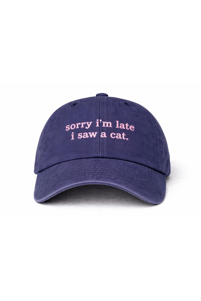 Tresore قبعة مطرزة قابلة للغسل بعبارة "أنا أسف، لقد تأخرت، رأيت قطة" / قبعة م...