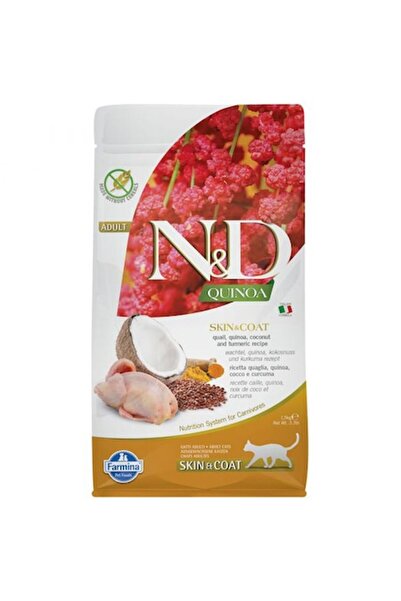 N&D Dry Food for Cats, Skin & Coat, Quail & Quinoa, 1.5 Kg