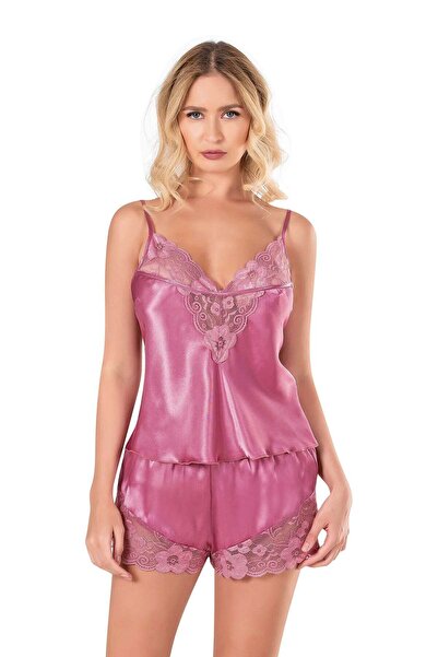 PRIMODA Women'S, Dusty Rose, Satin Shorts Set