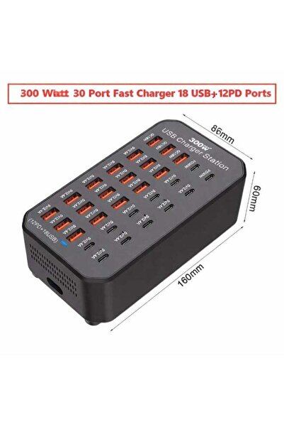 Generic 300W 30-Port USB Charging Station for Fast Device Charging