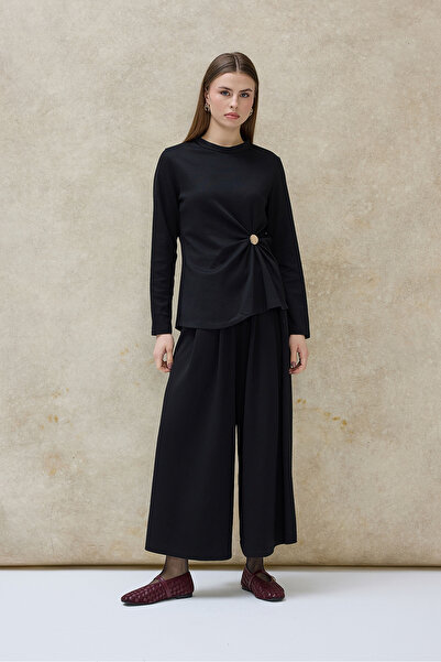 Birgül Bektaş Black Drawstring Detailed Pants Set