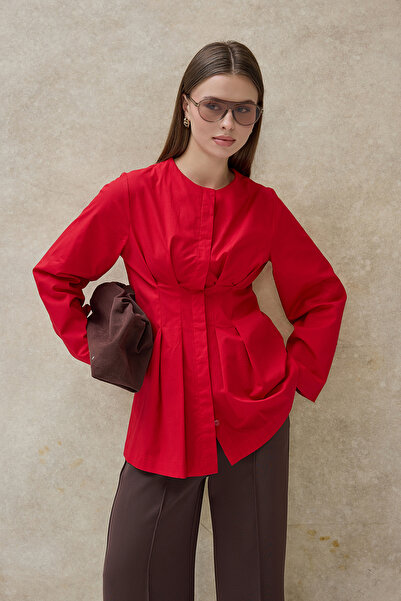 Birgül Bektaş Redmirel Wide Sleeve Pleated Shirt